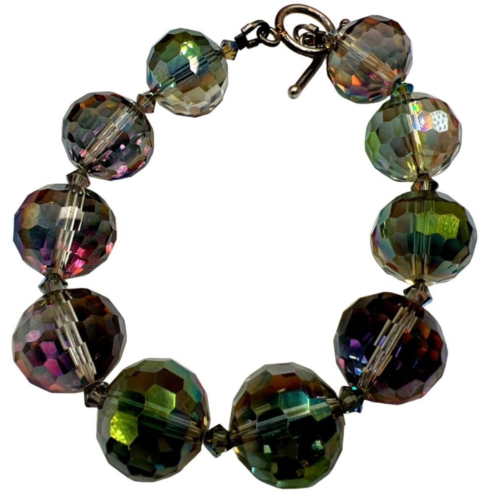 Vintage Aurora Borealis Crystal Beaded Bracelet.   B51 - Picture 6 of 10